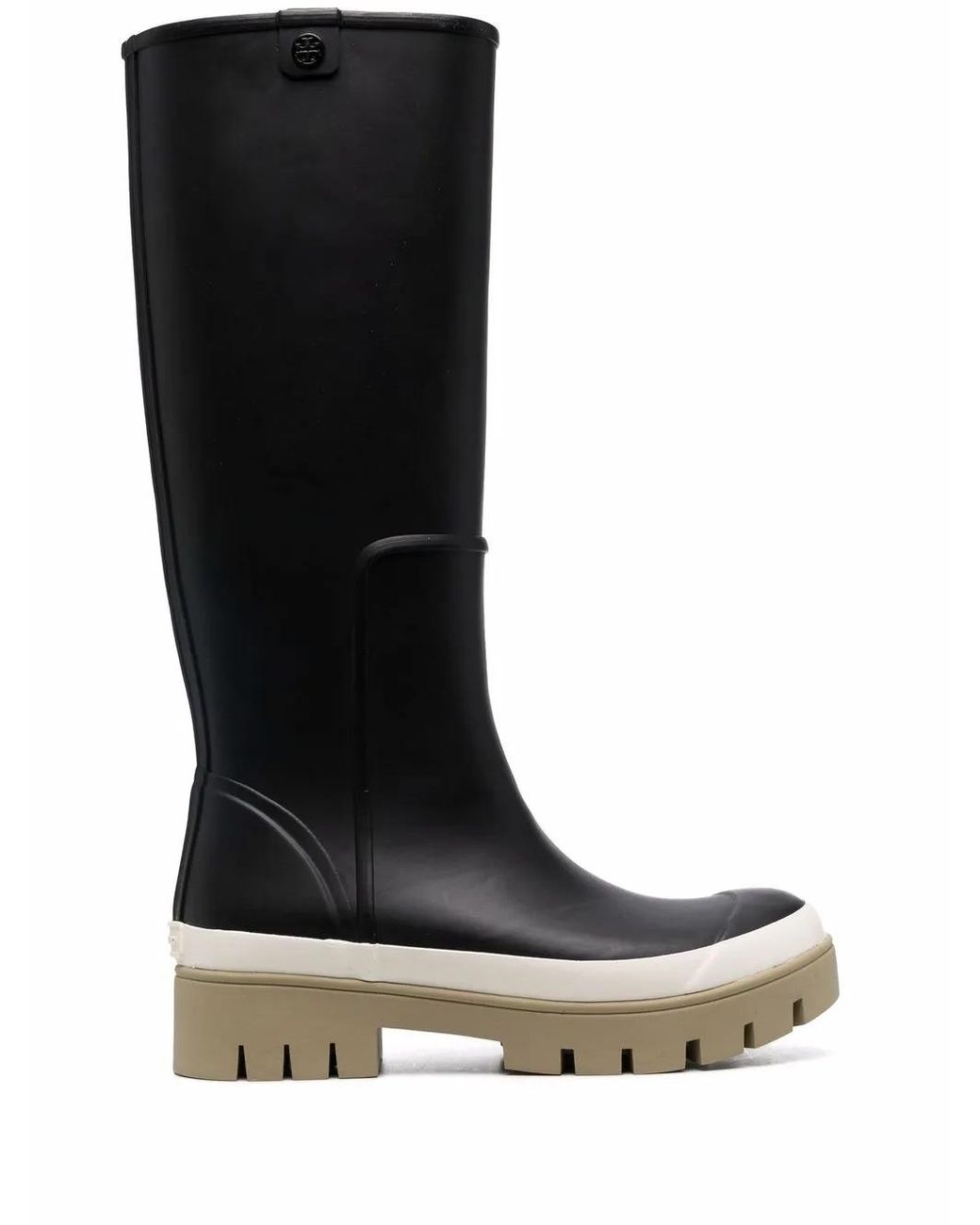 Tory Burch Black Ridged Rubber Sole Boots