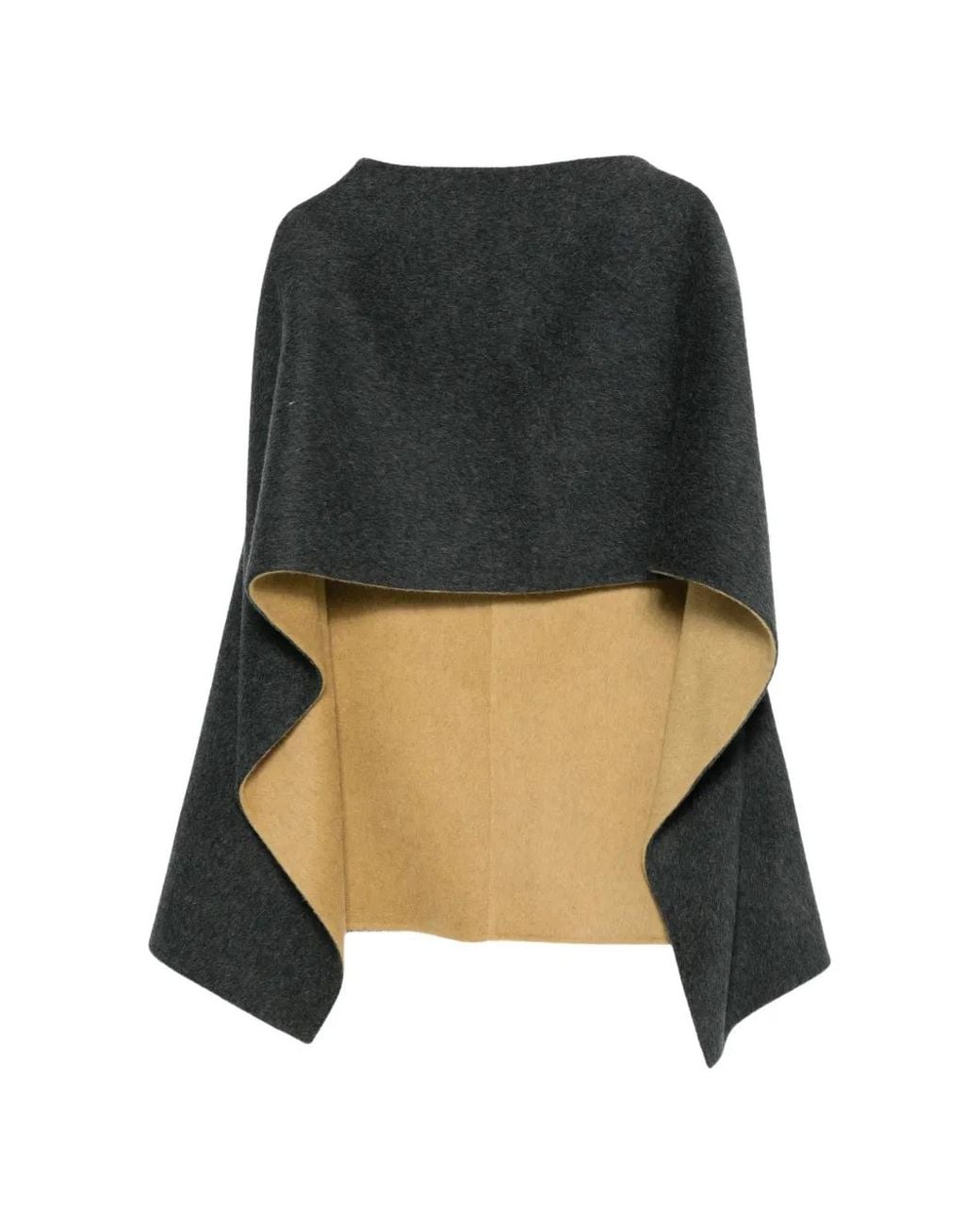 Alberta Ferretti Black Reversible Wool Cape