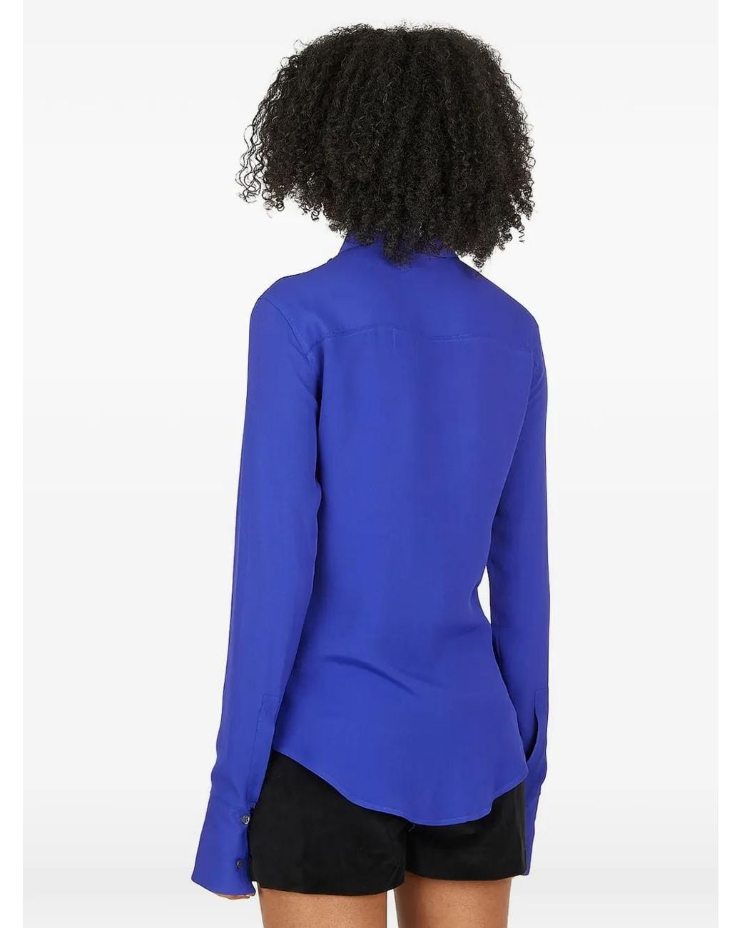 CAPASA MILANO Blue Poin-Collar Long-Sleeve Shirt