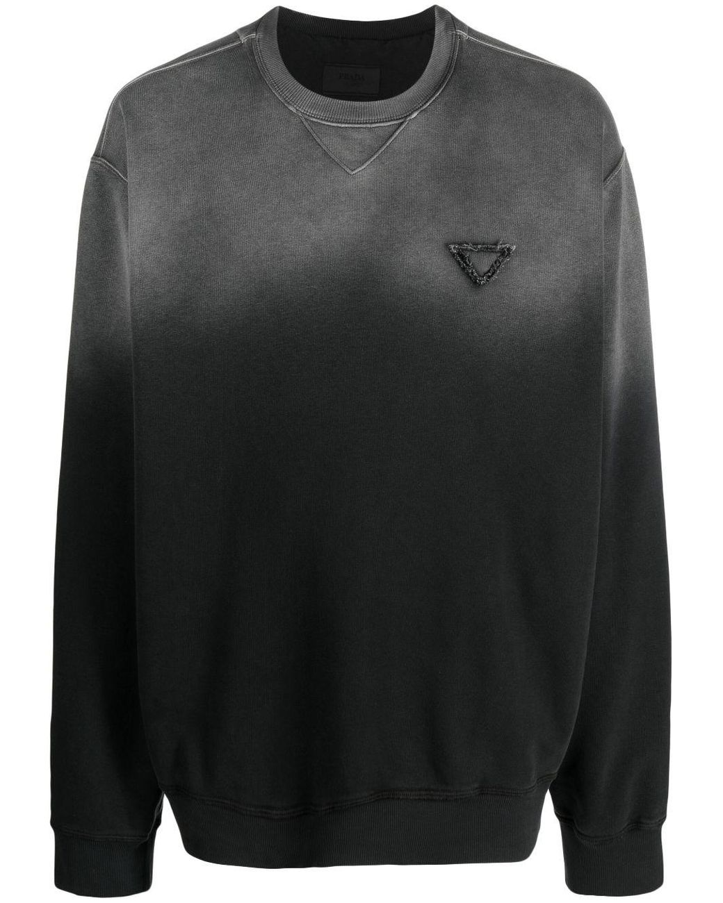 【関税&送料込】Prada Black Cotton Blend Sweatshirt Logo cotton-blend sweatshirt in black - Prada | Mytheresa