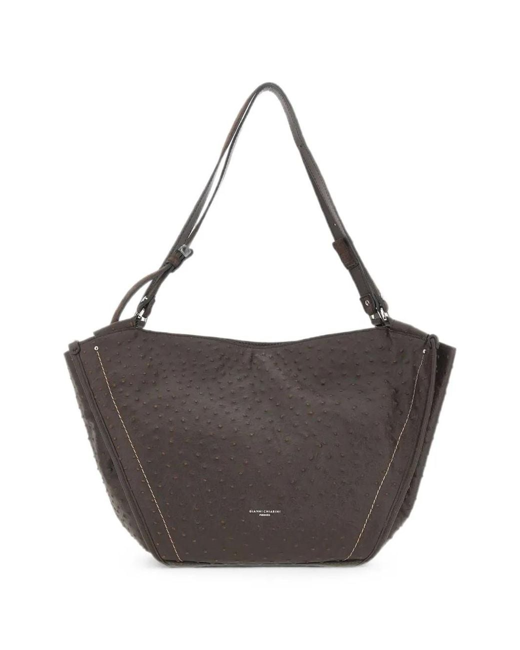 Gianni Chiarini Brown Bloom Ostrich-Effect Leather Shoulder Bag
