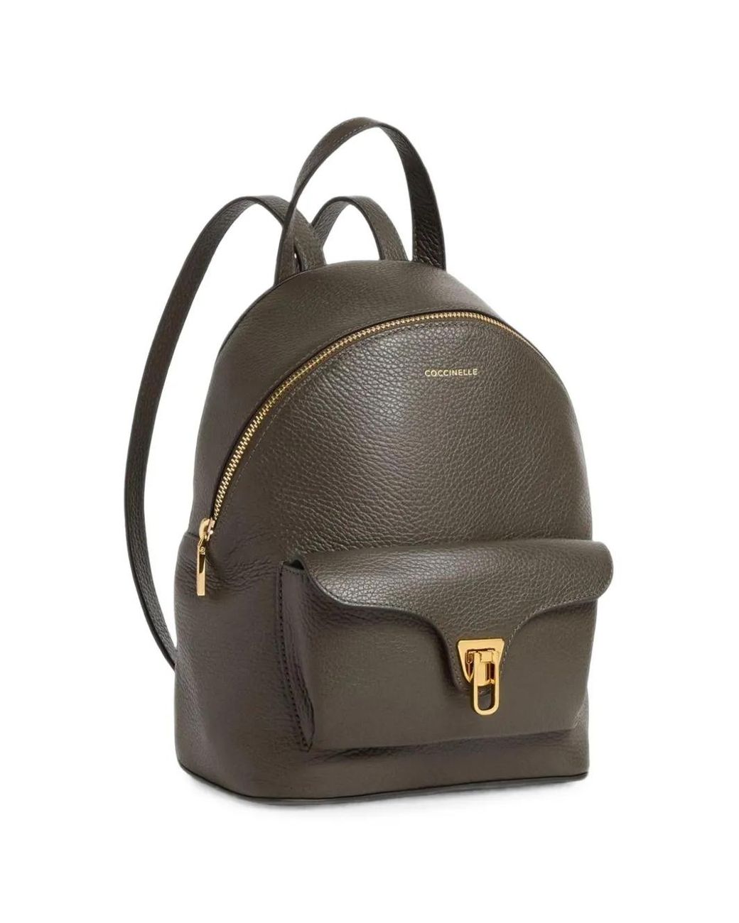 Coccinelle Gray Small Beat Grained-Leather Backpack