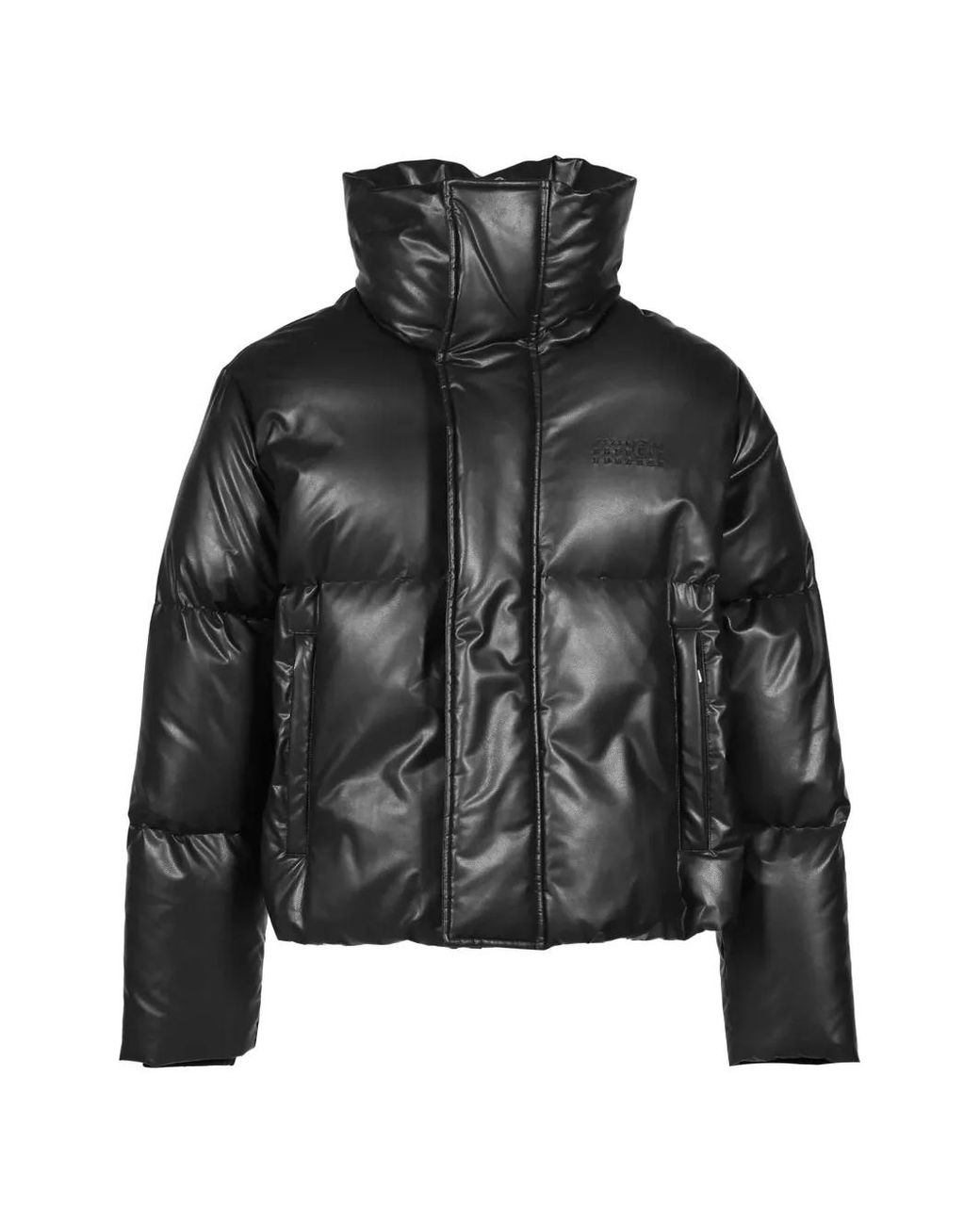 MM6 by Maison Margiela Black Faux-Leather Padded High-Neck Jacket for men