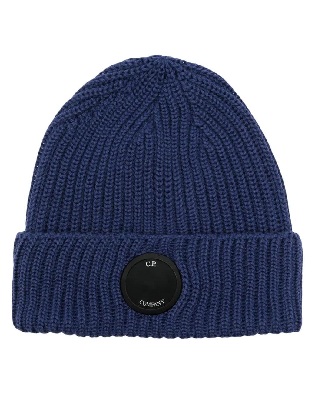 C P Company Blue Lens Detail Beanie Hat for men