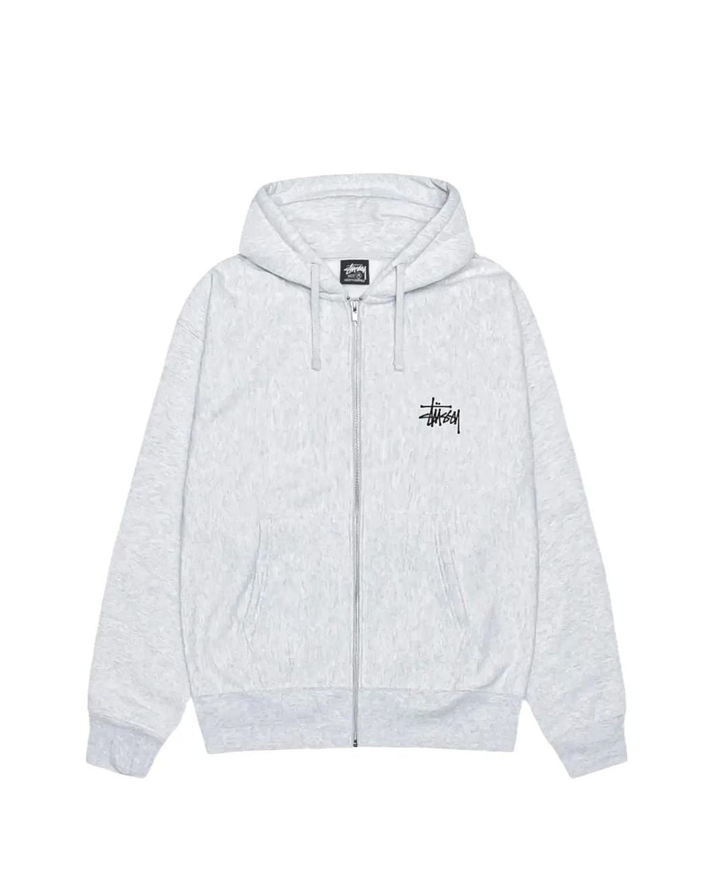 Stussy White Logo-Print Zip-Fastening Hoodie for men