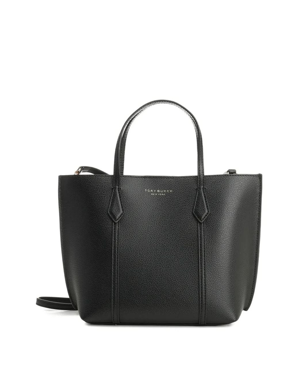 Tory Burch Black Perry Small Grained Leather Tote Bag