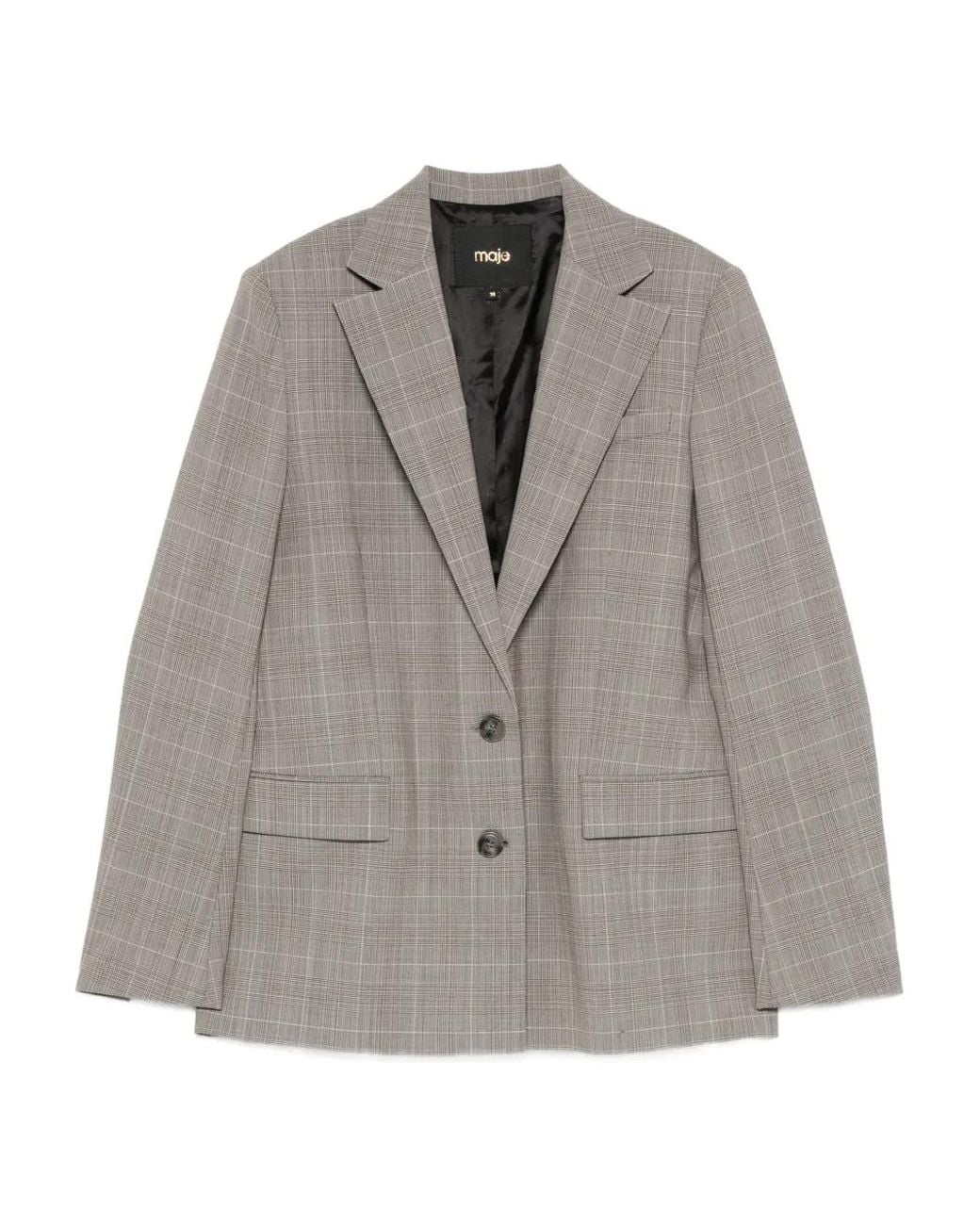 Maje Gray Checked Suit Jacket