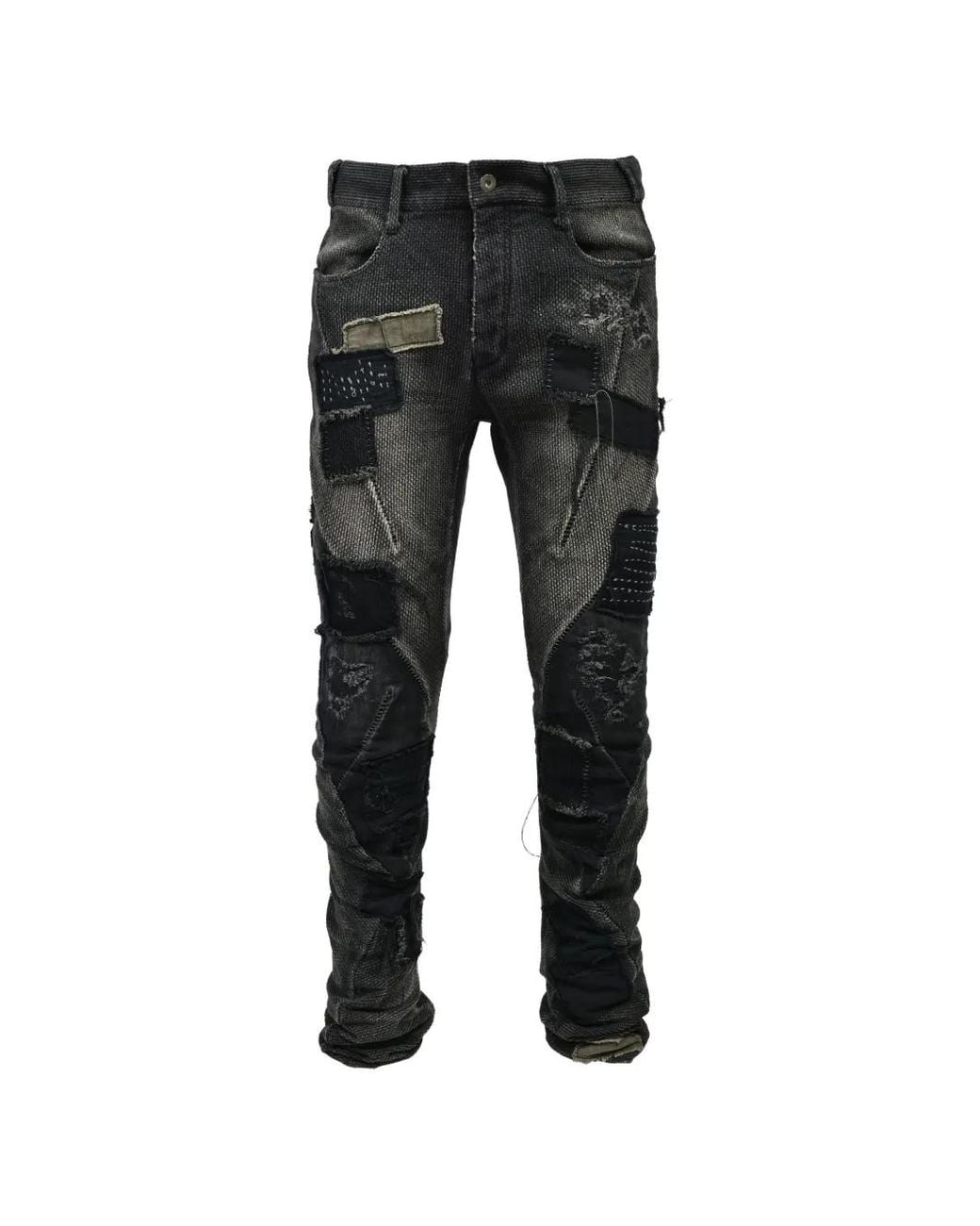 D HYGEN Black Patchwork Distressed Jeans for men
