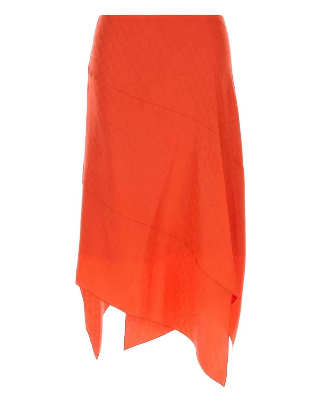Fendi Orange Asymmetric Silk Midi Skirt