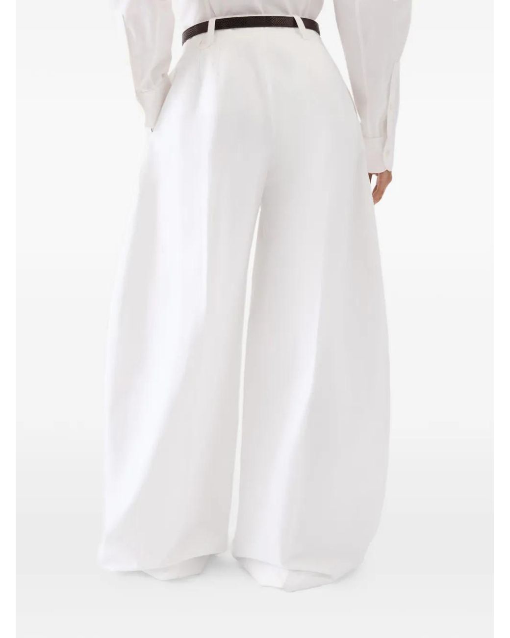 Jacquemus White The Ovalo Pleated Crepe Pants