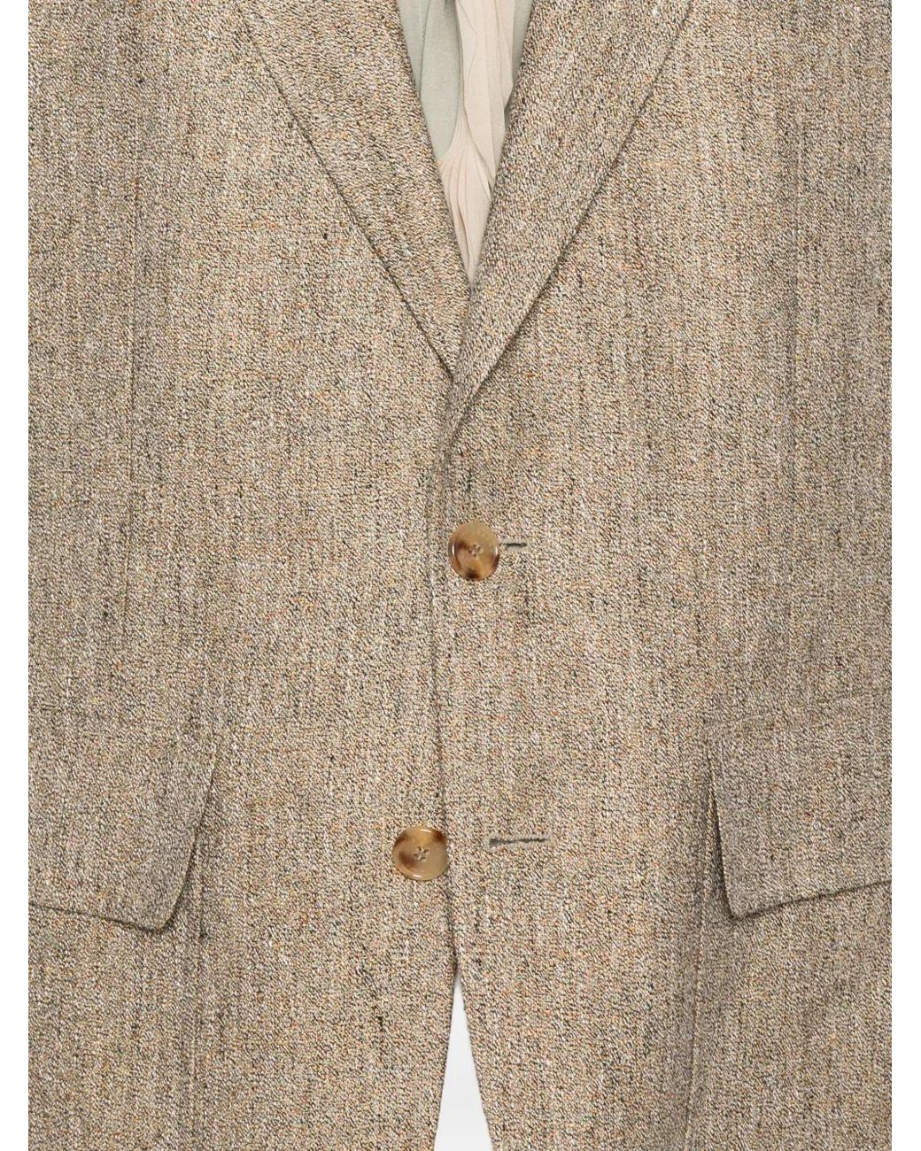 Fursac Natural Single-Breasted Notched-Lapel Blazer for men
