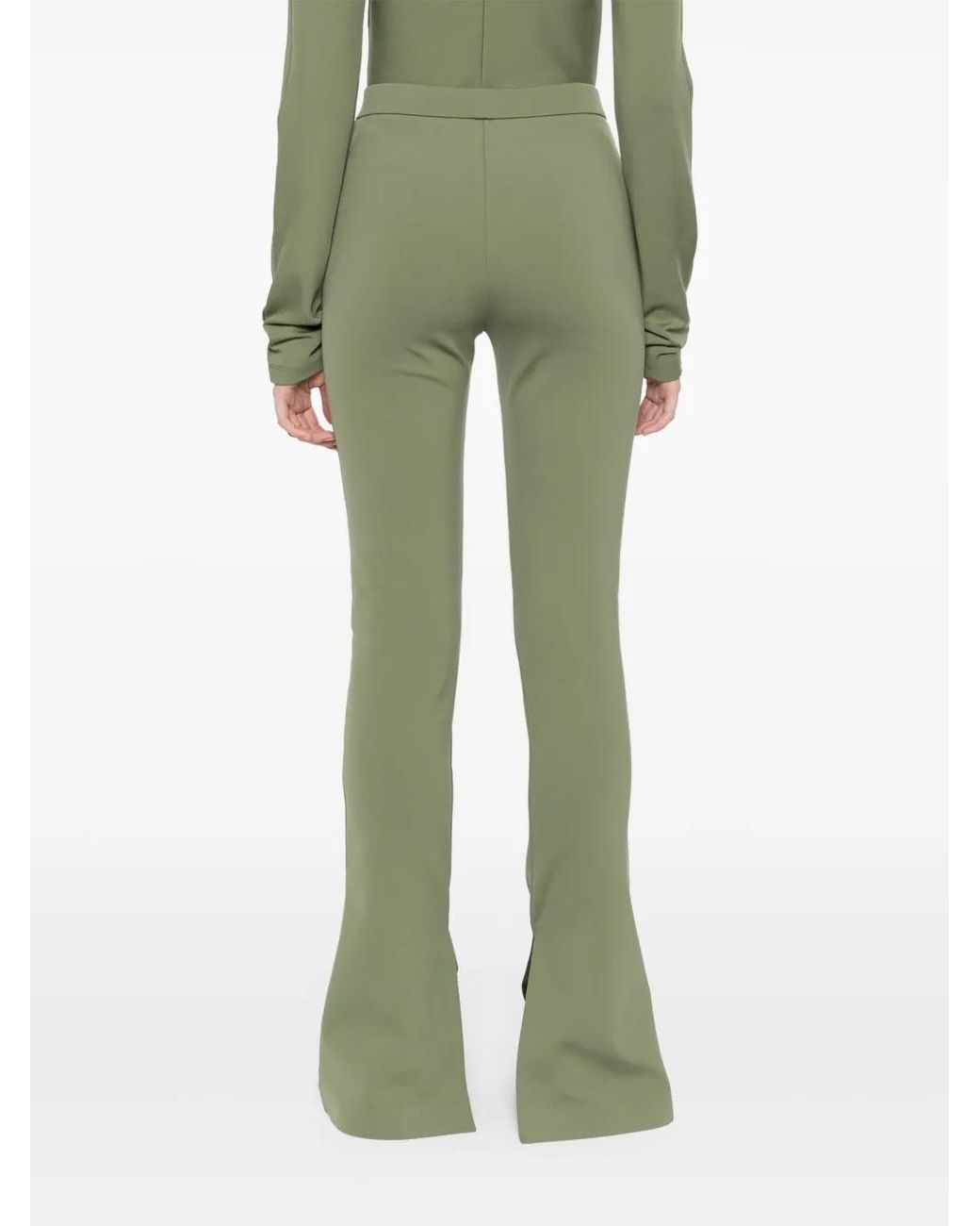 Off-White c/o Virgil Abloh Green Logo-Print Bootcut Leggings