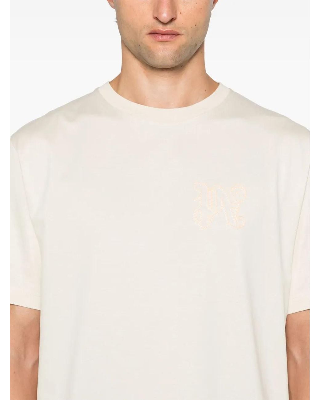 Palm Angels White Pa Monogram T-Shirt for men
