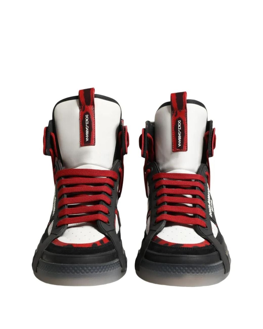 Dolce & Gabbana White Leopard-Print High-Top Sneakers for men