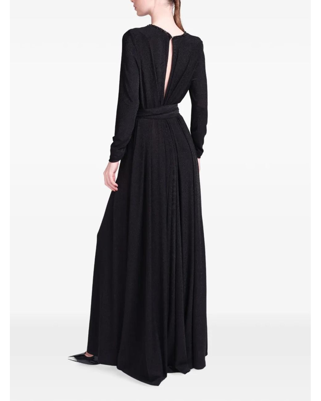 Baruni Black Maxi Jouri Bead-Embellished Dress