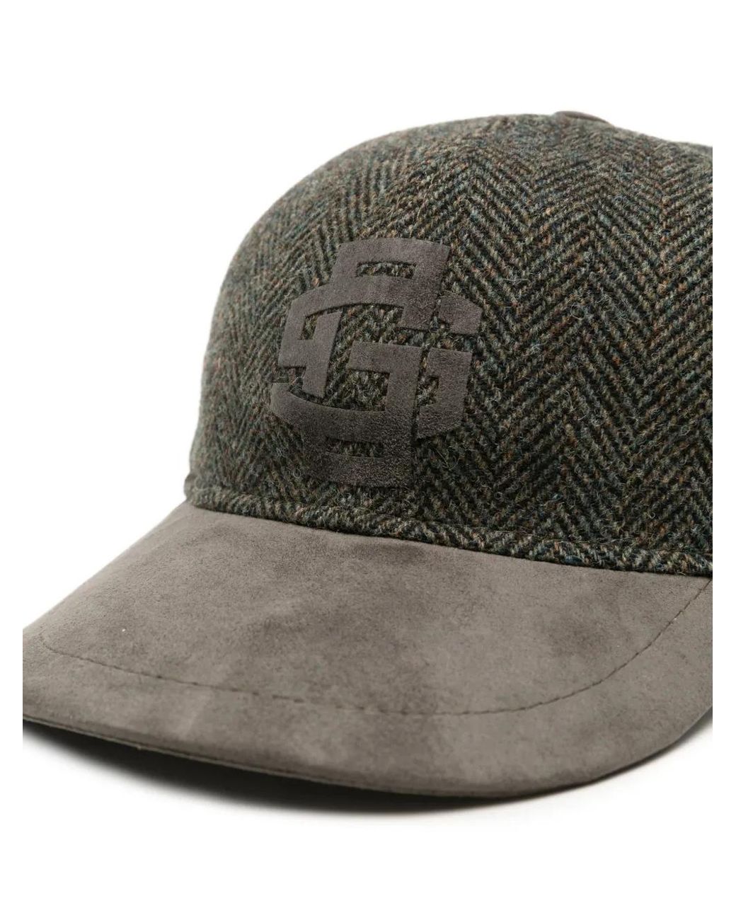 Gran Sasso Green Herringbone-Pattern Logo-Patch Cap for men