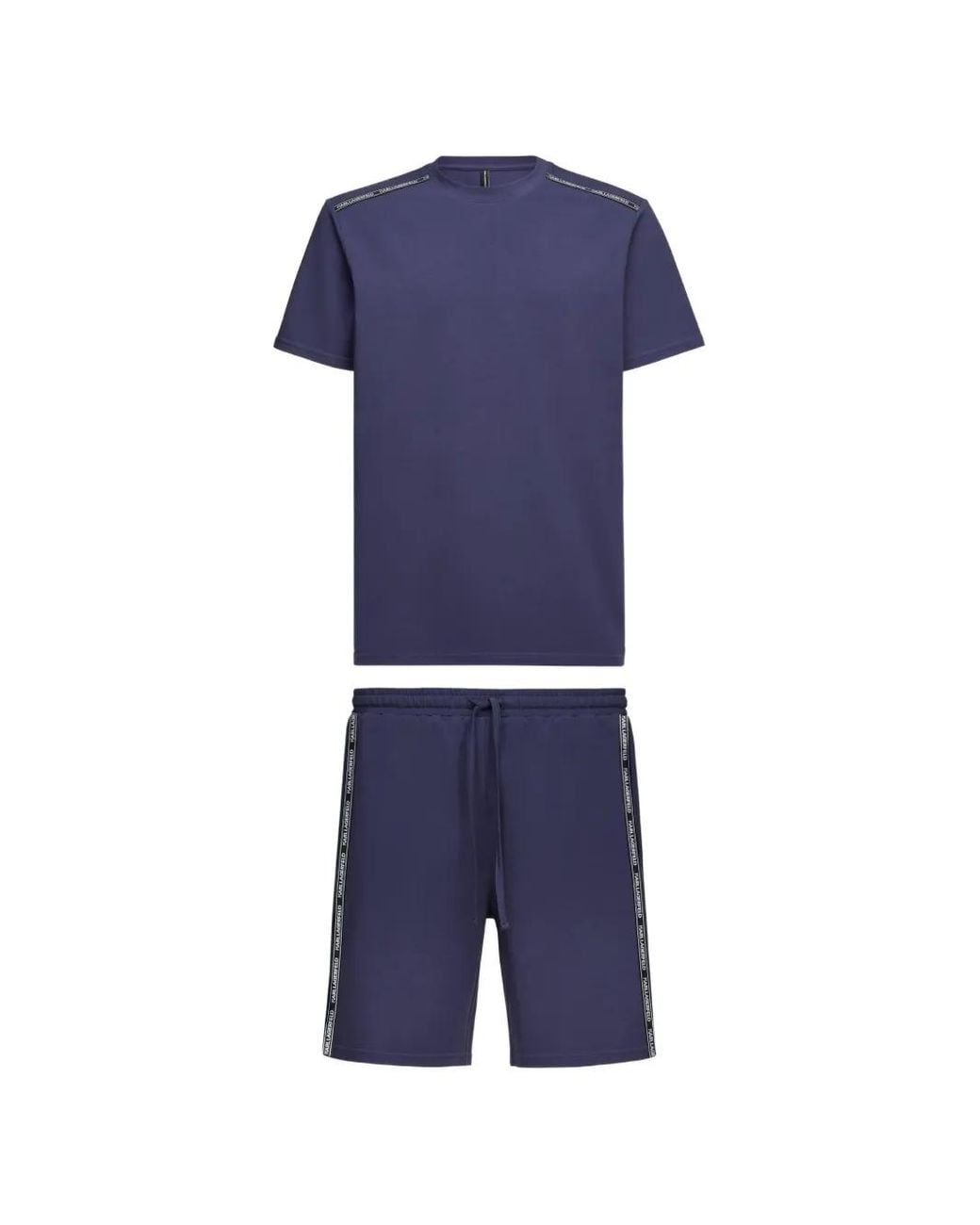Karl Lagerfeld Blue Logo-Tape Pajamas for men