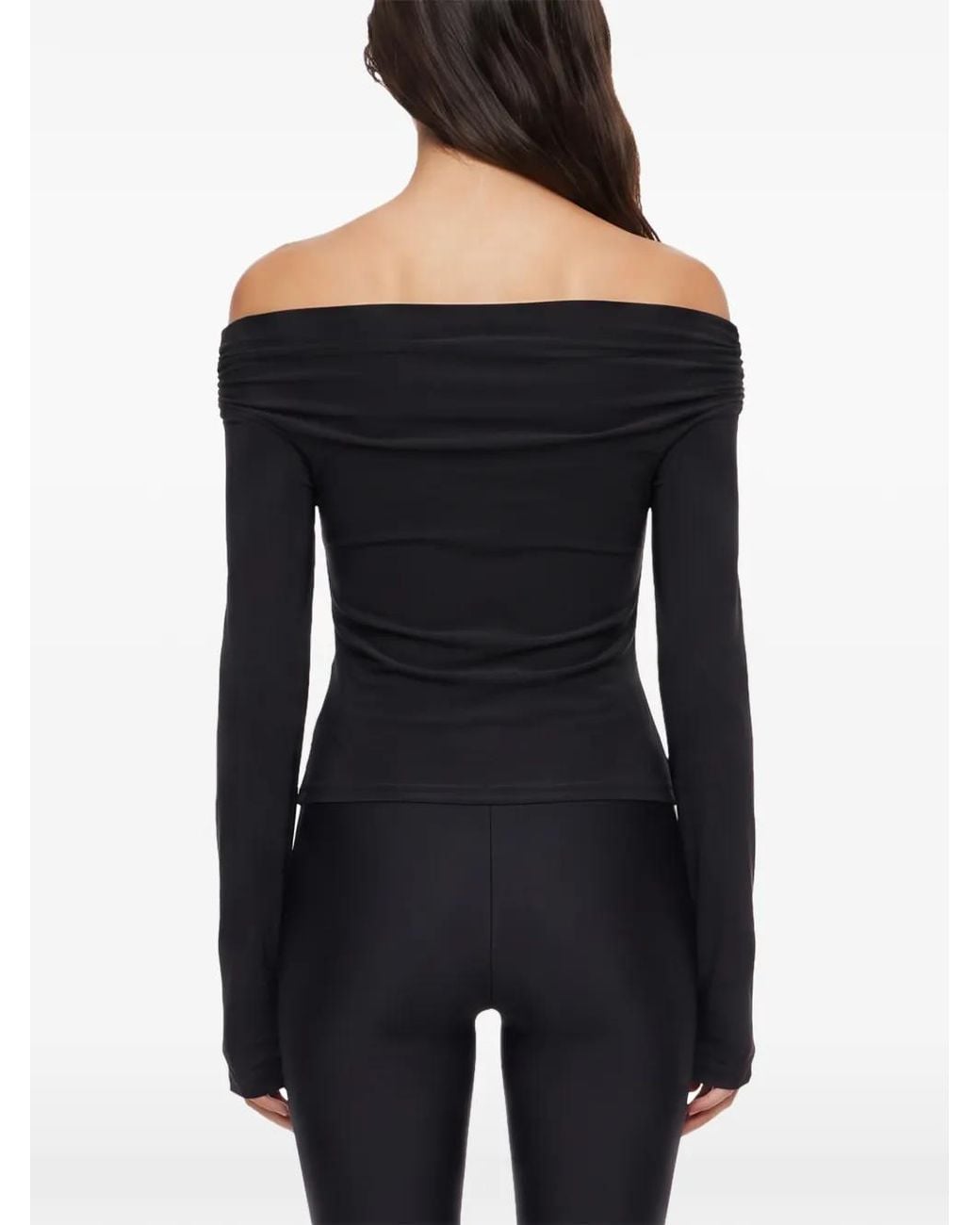 ANDAMANE Black Off-Shoulder Ruched Top