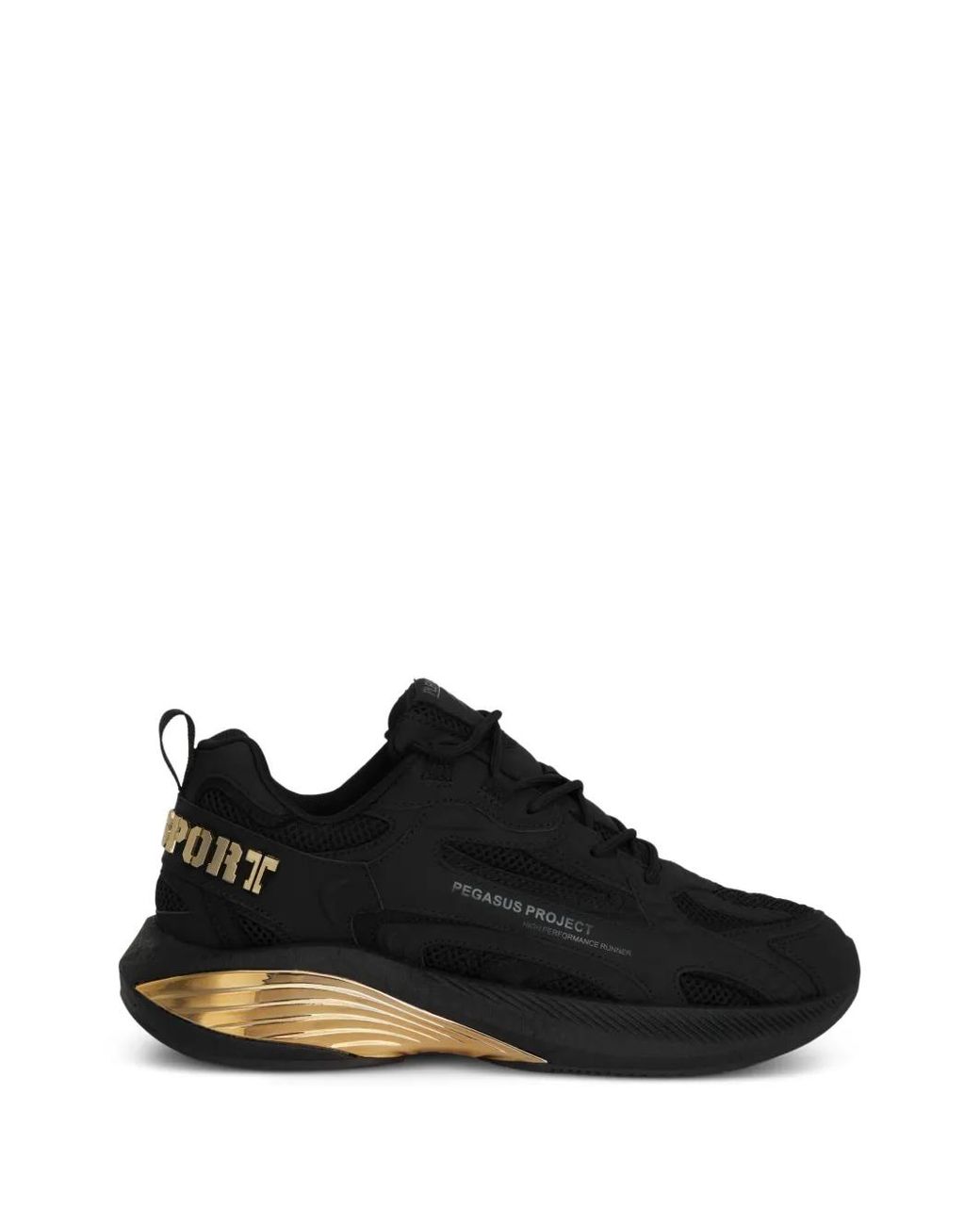 Philipp Plein Black Pegasus Project Panelled Sneakers