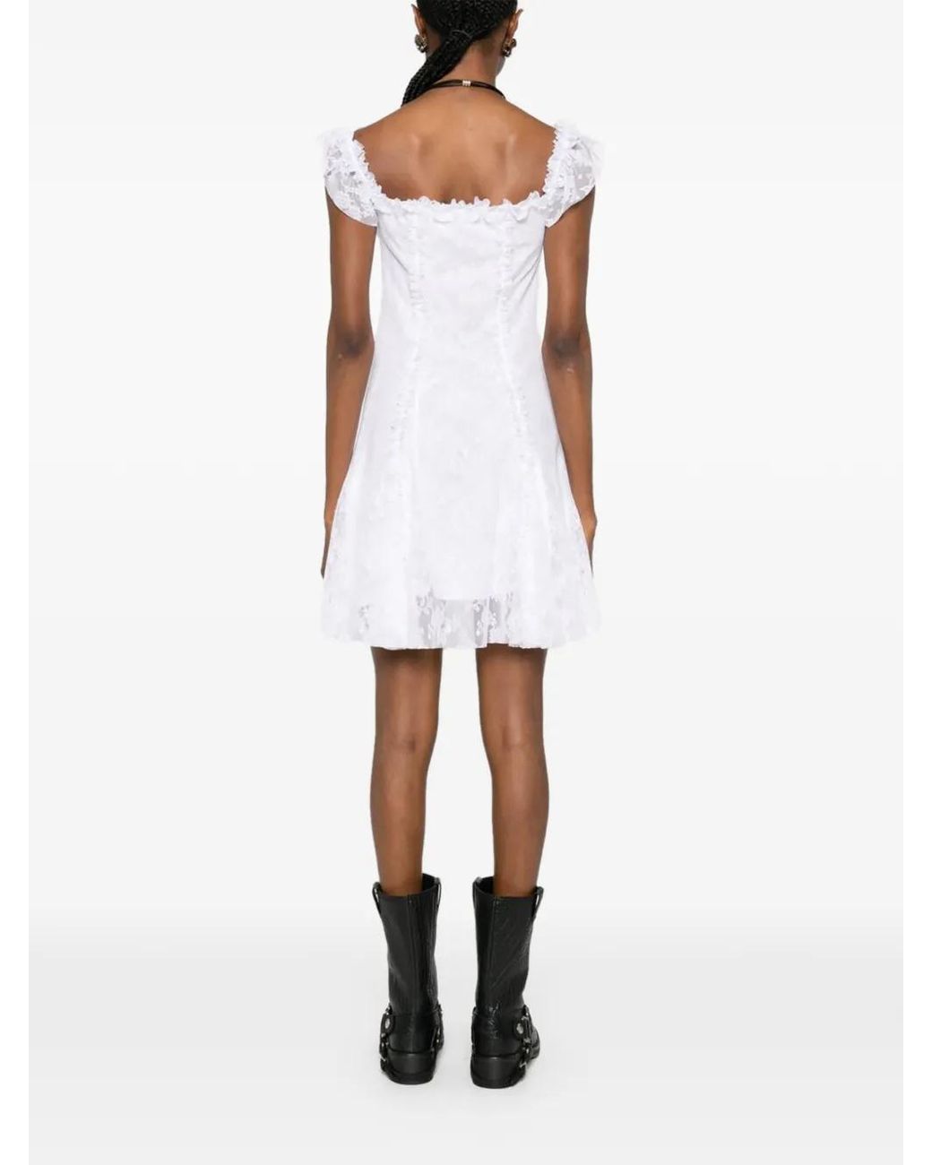 Aniye By Ruffled Lace-Overlay Mini Dress in White | Lyst UK