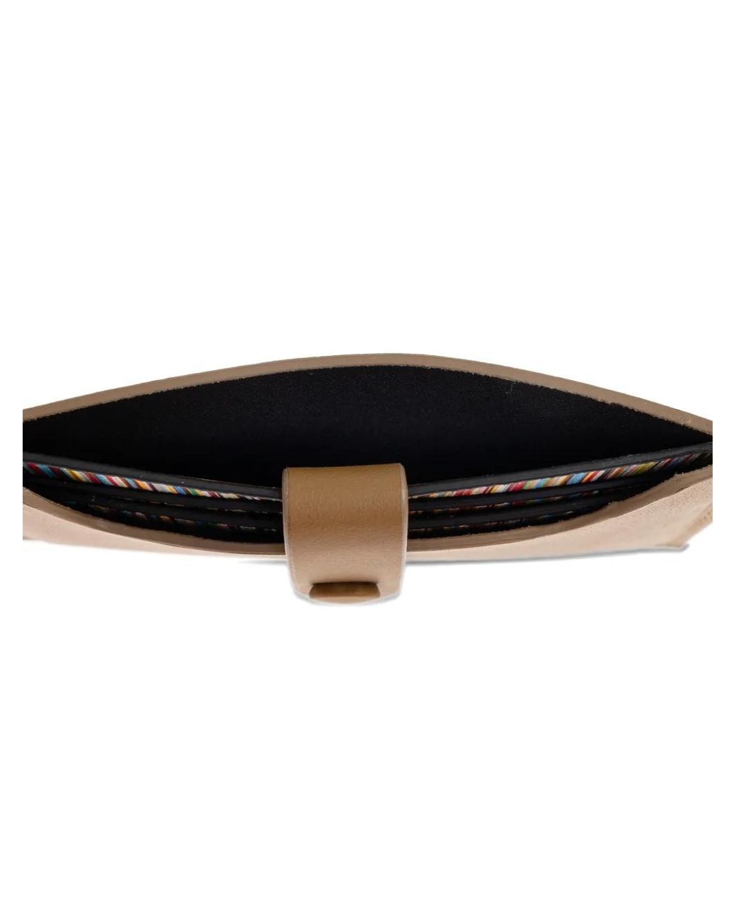 Tarjetero con detalle de rayas y cierre de botón de presión Paul Smith de hombre de color Brown