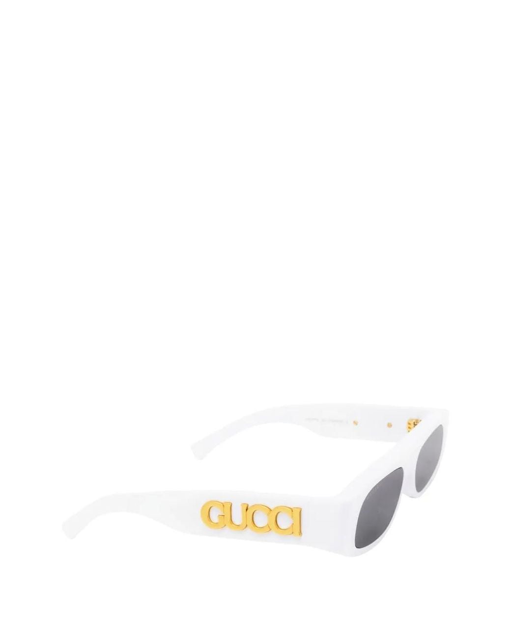 Gucci White Logo-Plaque Rectangle-Frame Sunglasses