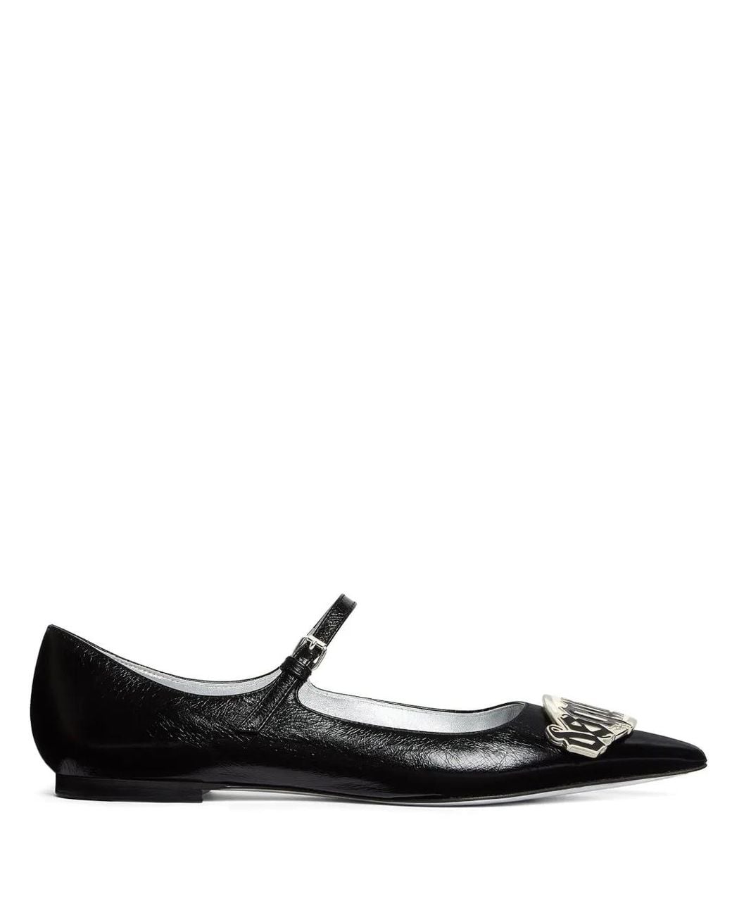 DSquared² Black 10mm Gothic Leather Ballerina Flats