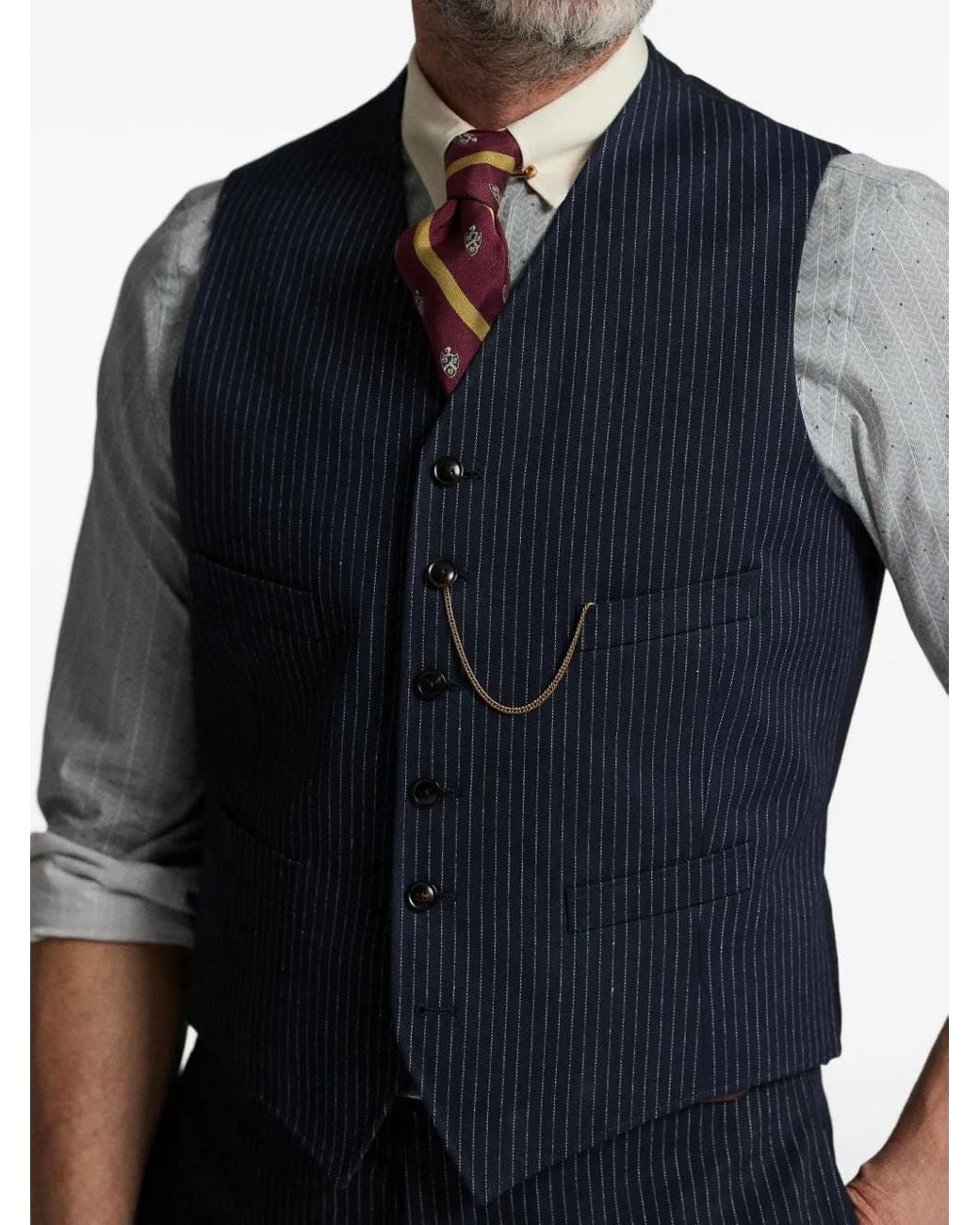 Chaleco A Rayas Diplomáticas RRL de hombre de color Blue