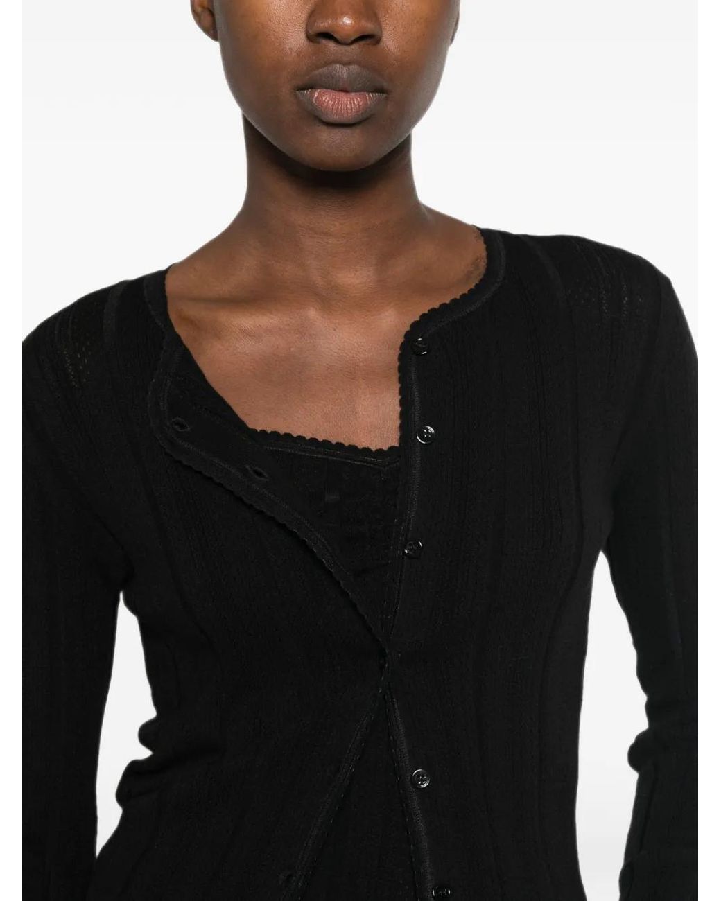 Maje Black Pointelle Knit Twinset