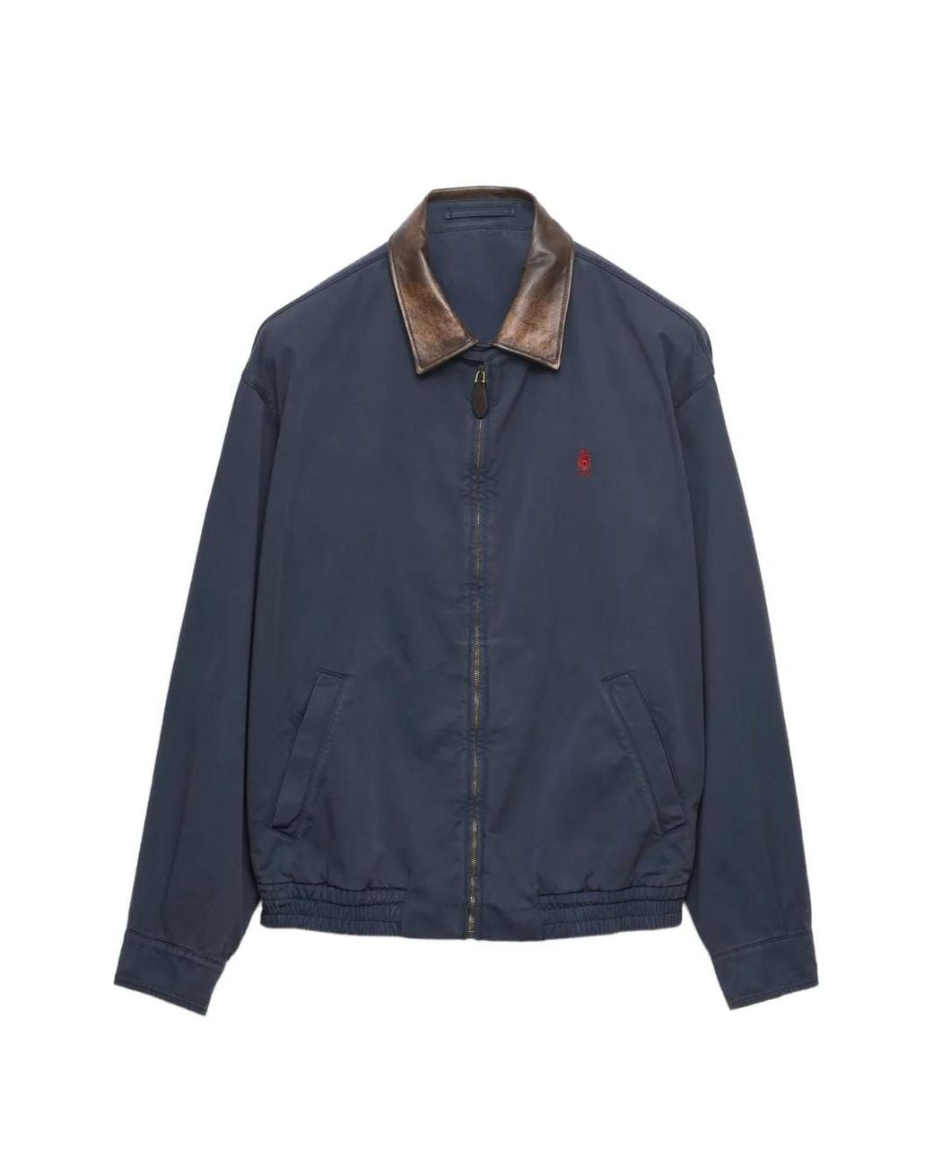 Cappotto Con Logo E Colletto A Contrasto di Prada in Blue da Uomo
