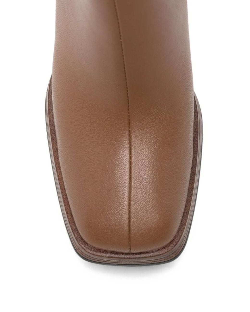 Linda Baumann Brown Square-Toe Block-Heel Ankle Boots