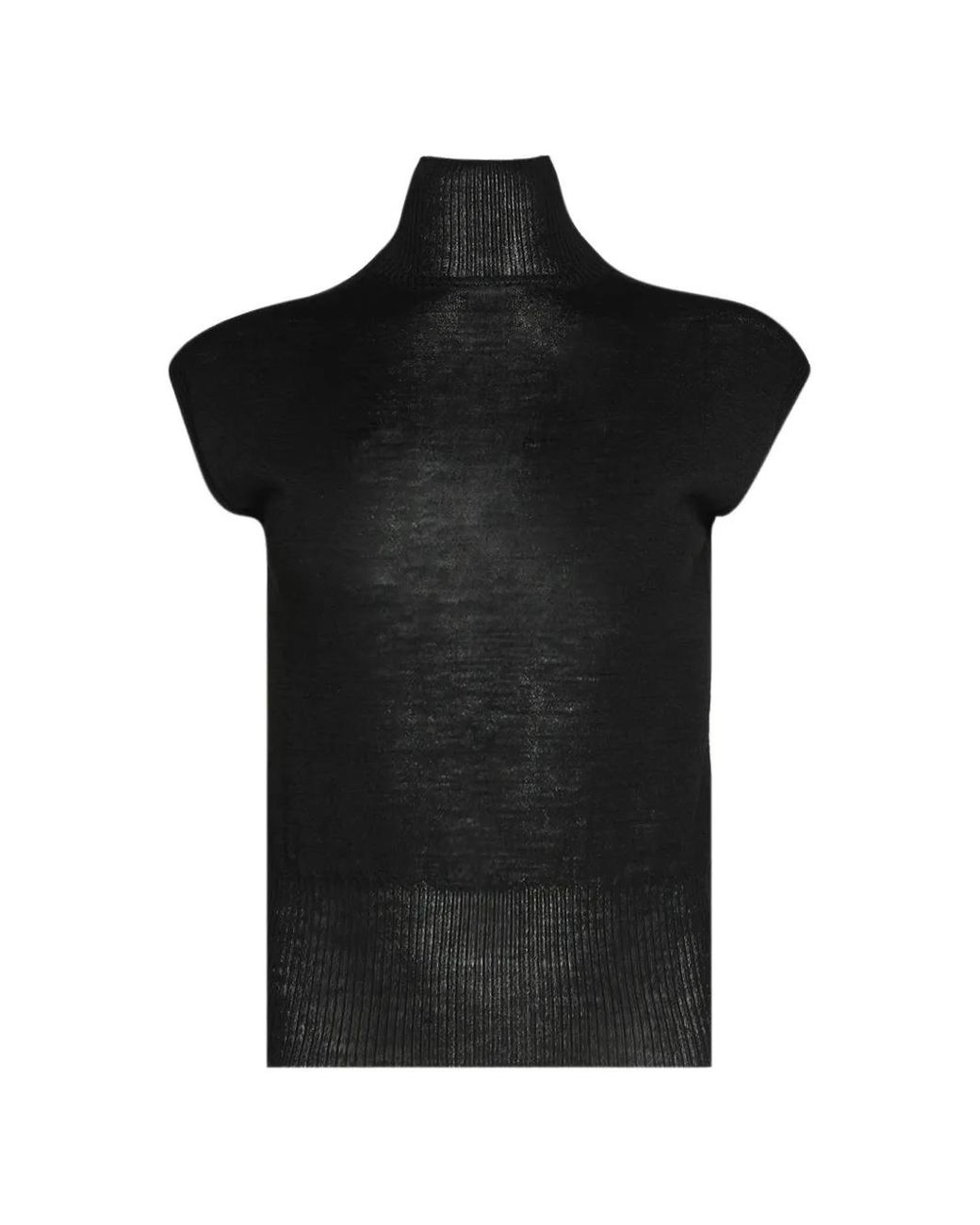 Rick Owens Black Turtleneck Knitted Vest