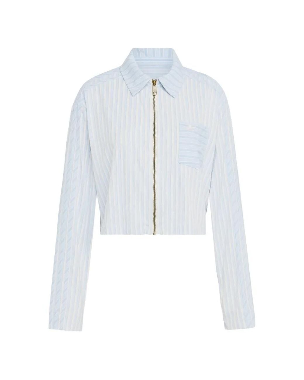 Adidas Blue Chemise Zippée À Rayures