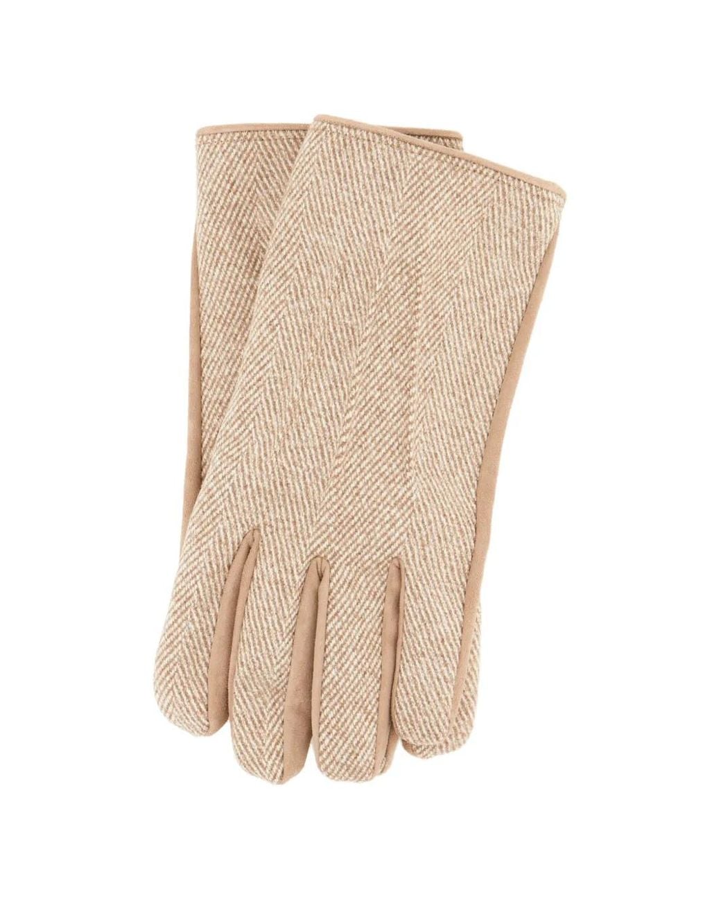 Jacob Cohen Natural Herringbone-Pattern Paneled Gloves for men