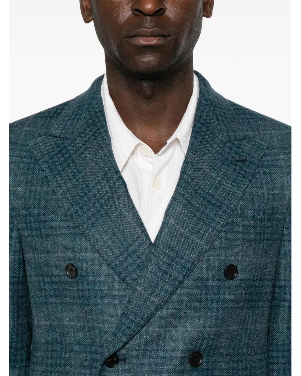 Caruso Geruite Blazer in het Blue voor heren