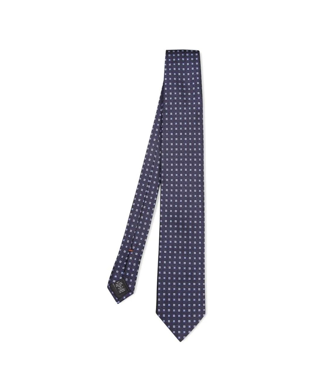 Zegna Blue Geometric-Pattern Silk Tie for men