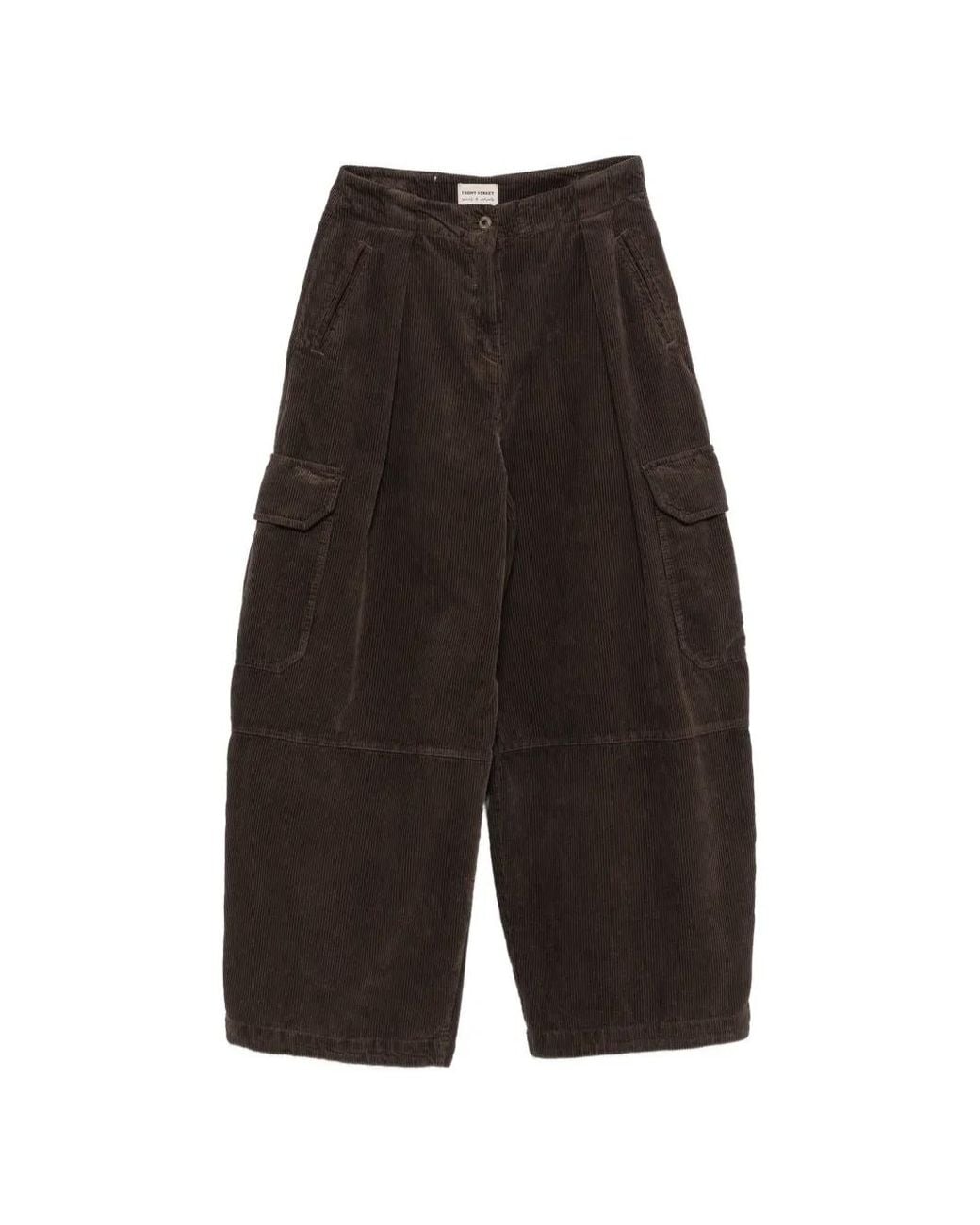 FRONT STREET 8 Gray Corduroy-Effect Cargo Pants