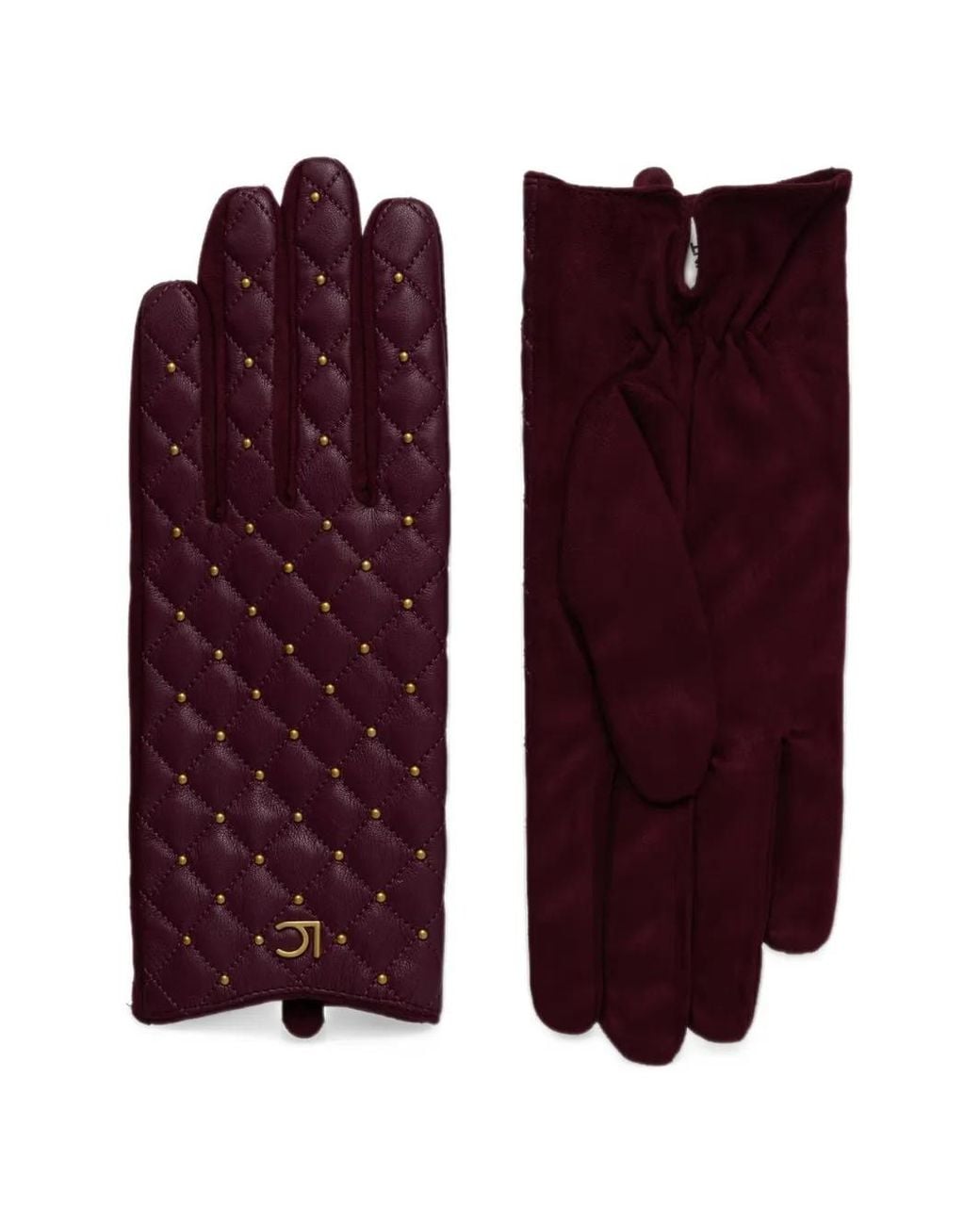 Lola Casademunt Purple Quilted Stud-Embellished Gloves