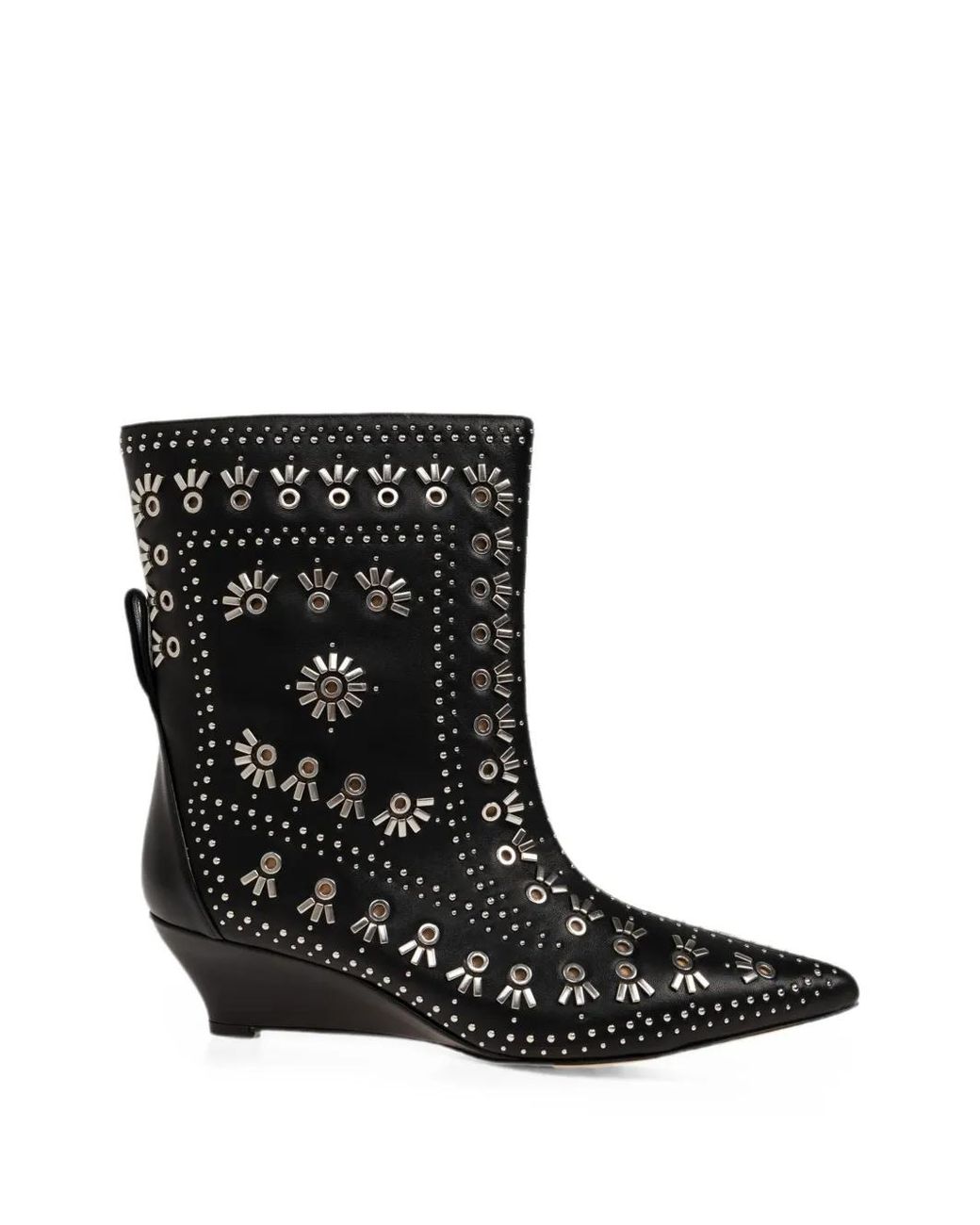 Odissi Black Stud-Embellished Wedge Ankle Boots