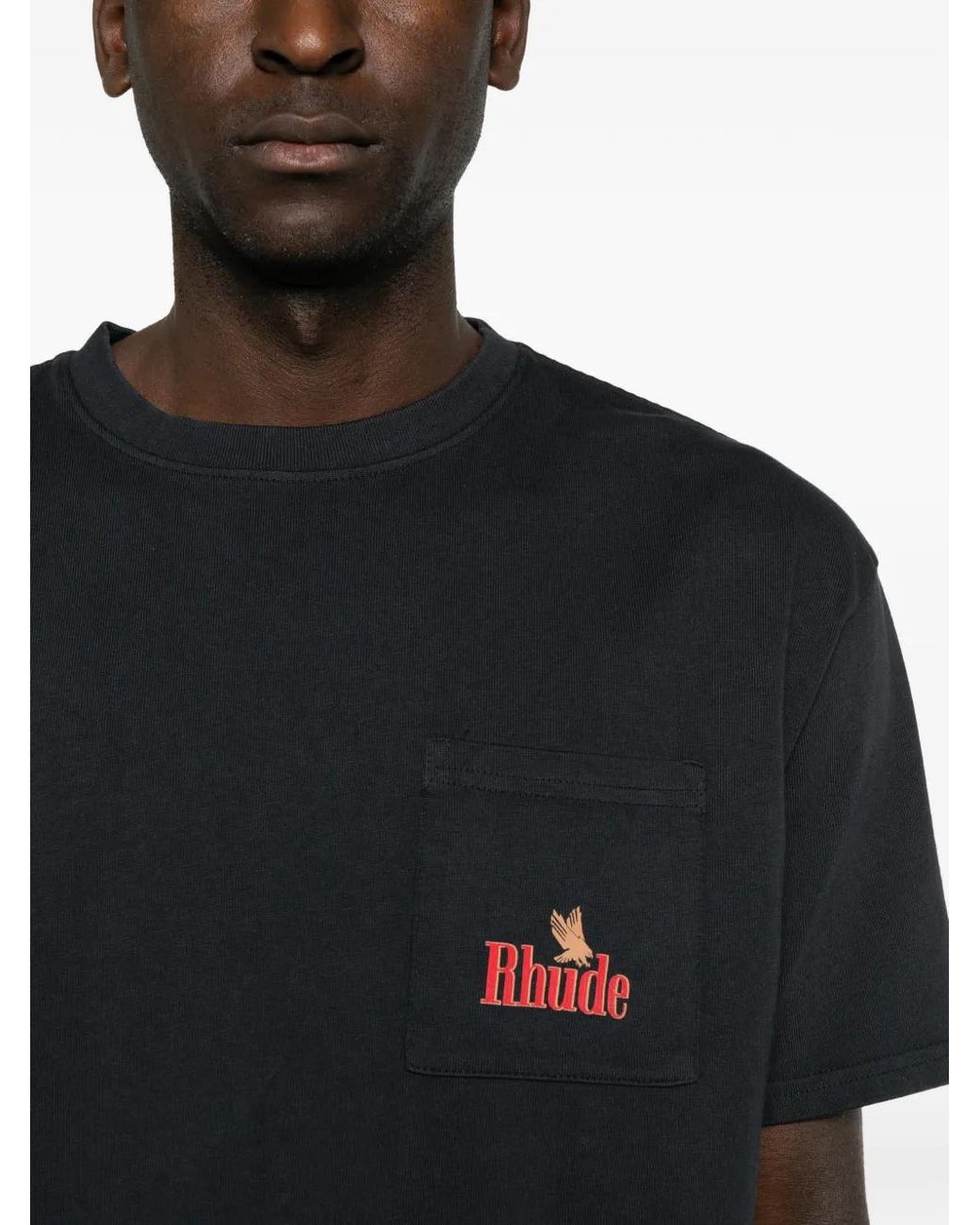 Rhude Black American Spirit Pocket T-Shirt for men