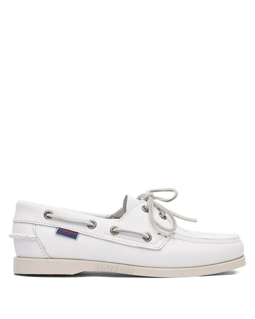 Sebago White Docksides Portland Leather Boat Shoes