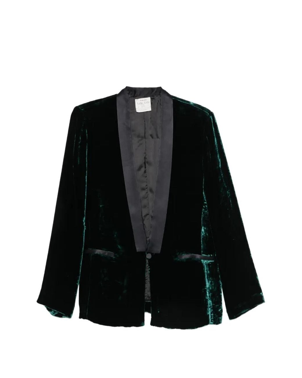 Forte_forte Black Crushed-Velvet Shawl-Lapel Jacket
