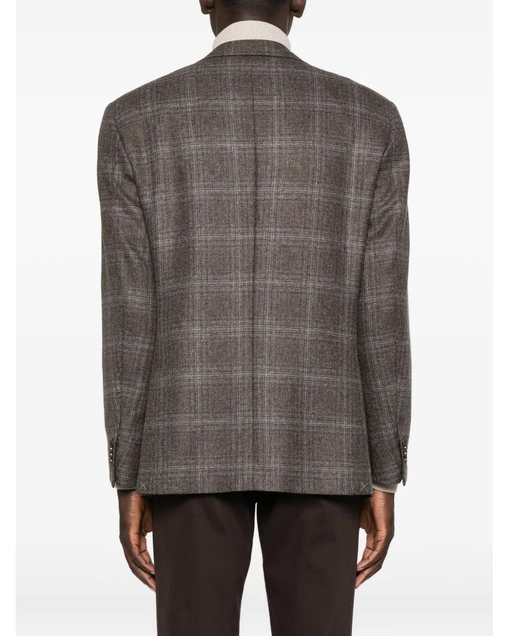 Corneliani Gray Checked Two-Button Blazer for men