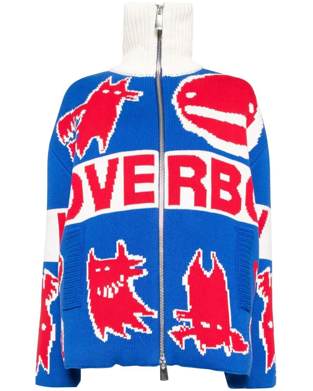 Charles Jeffrey Red Knitted Puffer Jacket