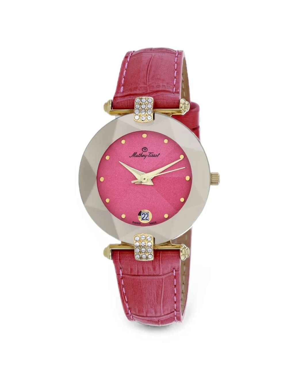 Mathey-Tissot Pink Montre Pyramide Mm À Bride En Cuir