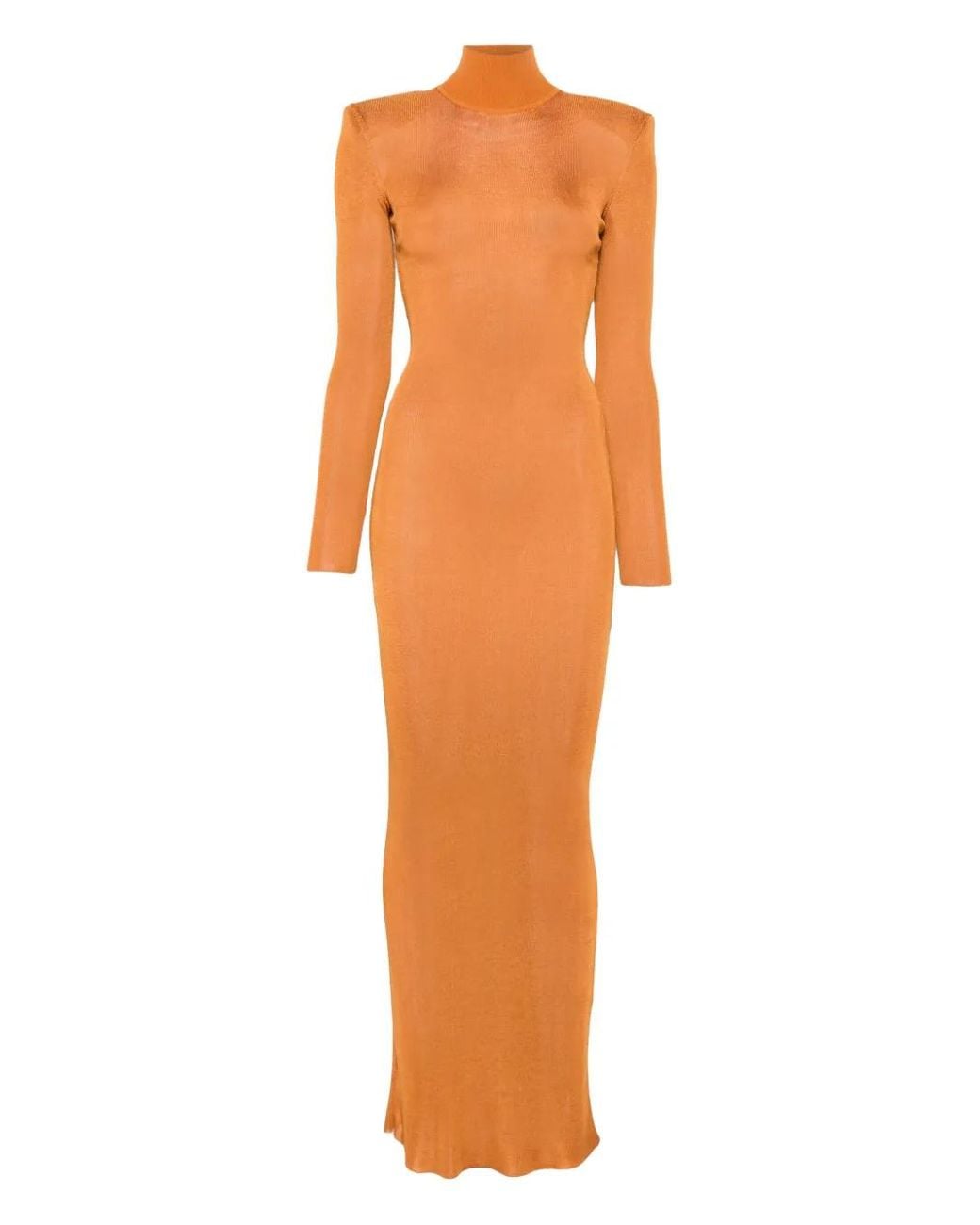 Self-Portrait Orange Viscose Knit Maxi Dress