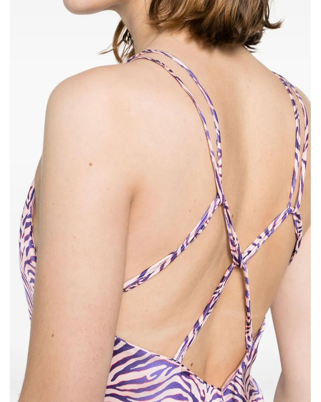 Forte_forte Purple Zebra-Print Satin Jumpsuit