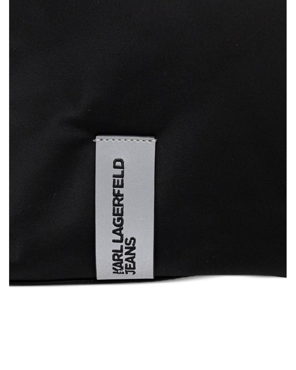 Karl Lagerfeld Black Logo-Strap Tote Bag