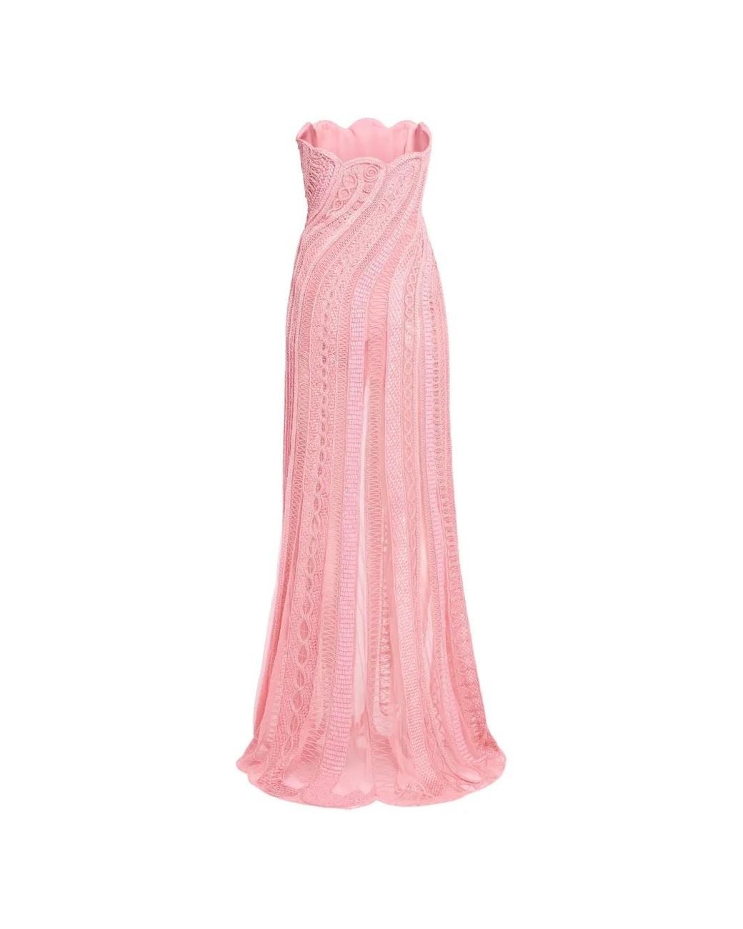 Elie Saab Pink Bead-Embroidered Strapless Maxi Dress