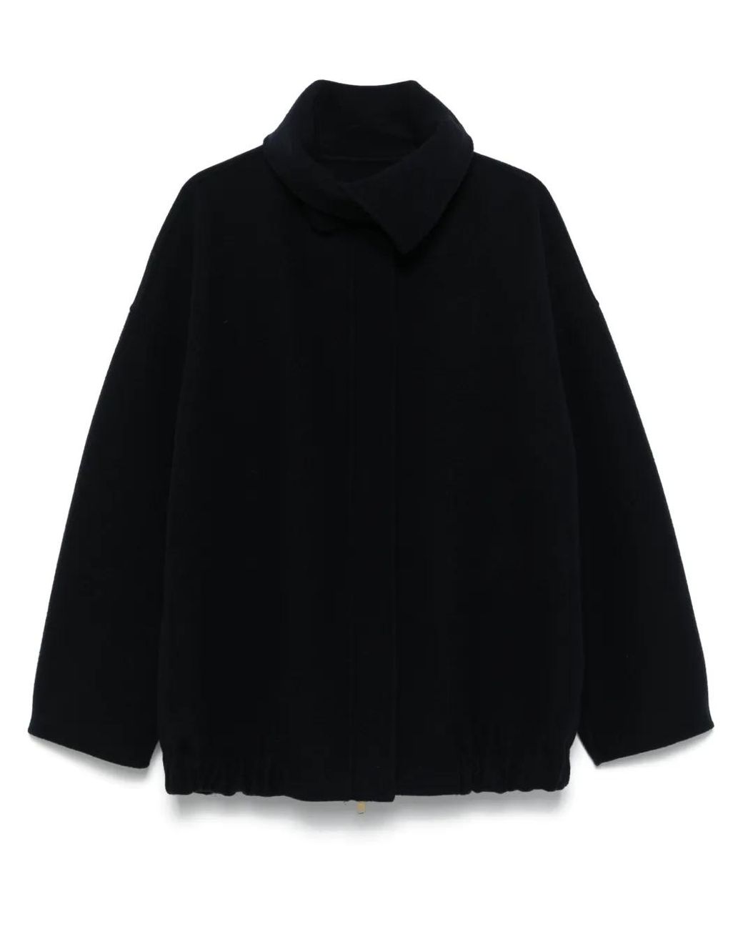 Fabiana Filippi Black Boiled Wool Bomber Jacket